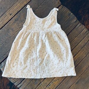 Rabbit Bear Organic 100% Cotton Girls Cream Star Print Muslin Dress Size 5 Kids